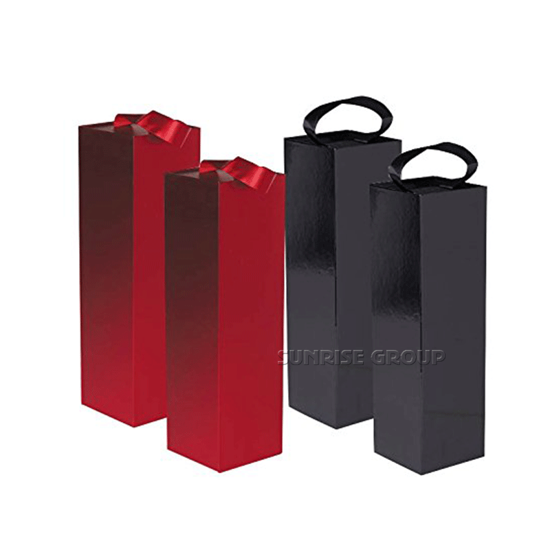 Customized Rectangle Foldable Wine Packaging Box with handle